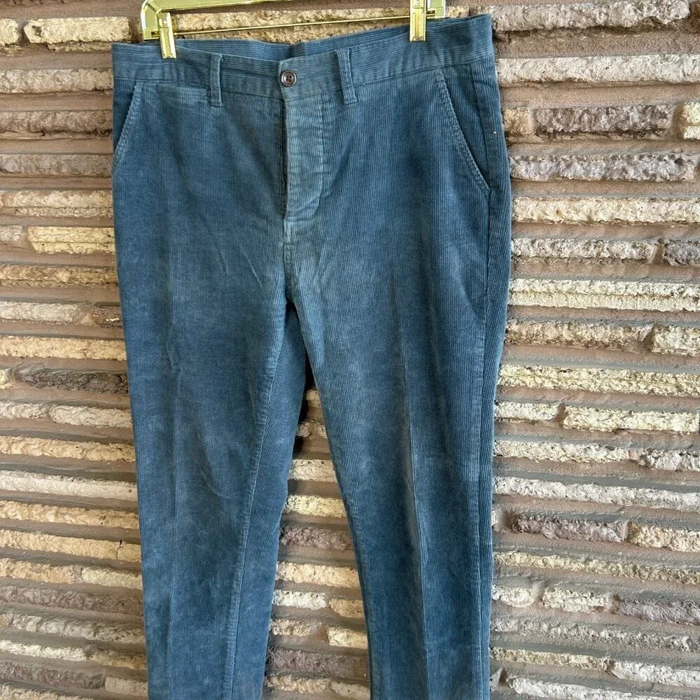 Katin Men’s Blue Corduroy Pants Wide Wale Button Fly Size 36 Waist Flat Front